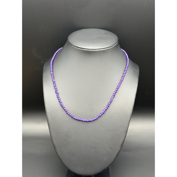 Amethyst Beaded‎ Necklace Sterling Silver .925 - Picture 1 of 3